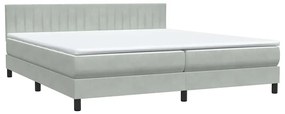 vidaXL Box Spring κρεβάτι με στρώμα ανοιχτό γκρι 180x220 cm Βελούδινο