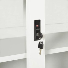 vidaXL Ντουλάπι με Συρόμενη Πόρτα Λευκό 90 x 40 x 90 εκ. Ατσάλινο