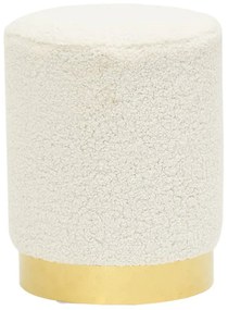 vidaXL Στρογγυλό Σκαμπό Hocker Λευκό Μάλλινο 28 x 36 cm