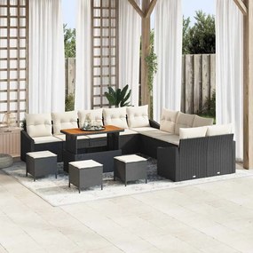 vidaXL Σετ Καναπέ Κήπου με μαξιλάρι 13 pcs Μαύρο Πολυ ράταν