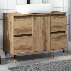 vidaXL Ντουλάπι μπάνιου Δρυς τεχνίτης 80x33x60 cm Κατασκευασμένο ξύλο