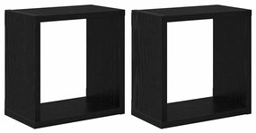 vidaXL Ράφια Τοίχου με ράφι Επιτοίχιο 2 pcs Μαύρη Οξυά 26 x 15 x 26 cm