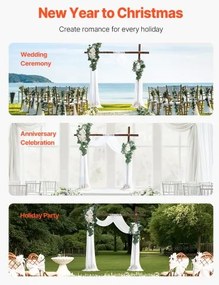 VEVOR Artificial Wedding Arch Flowers Kit White With 2 Pcs Flowers 2 Pcs Drapes