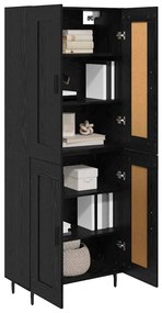 vidaXL Highboard 2 pcs Μαύρη Οξυά Επεξεργασμένο ξύλο