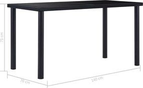 vidaXL Τραπεζαρία Μαύρη 140 x 70 x 75 εκ. από Ψημένο Γυαλί