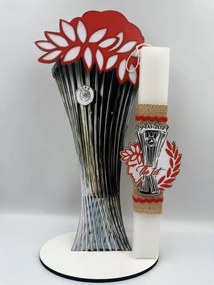 Τύπου Ολυμπιακός Αρωματική λαμπάδα ν.3 - Σετ Λαμπάδα και πλάτη με βάση