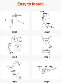 VEVOR Balcony Hanging Table 12 x 48 in Patio Railing Bar Table Foldable