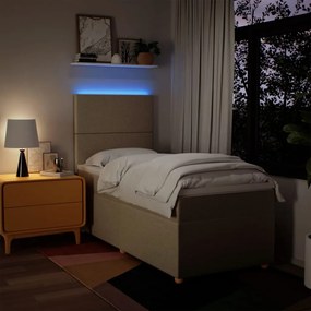 vidaXL Κρεβάτι Boxspring με Στρώμα Κρεμ 90x200 εκ.Υφασμάτινο