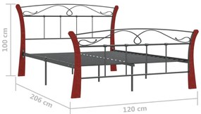 vidaXL Πλαίσιο Κρεβατιού Μαύρο 120 x 200 εκ. Μεταλλικό