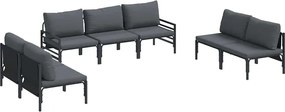 vidaXL Σετ Καναπέ Κήπου με μαξιλάρι 7 pcs Μαύρο Ατσάλι