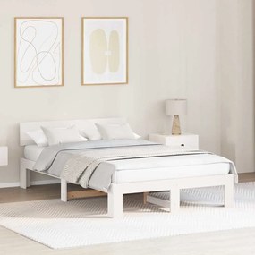 vidaXL κρεβάτι  με κεφαλάρι Λευκό 120x190 εκ Μασίφ ξύλο πεύκου