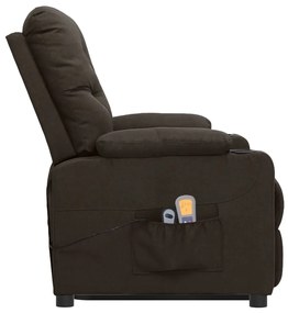 vidaXL Πολυθρόνα Μασάζ με Ανύψωση Σκούρο Καφέ Υφασμάτινη