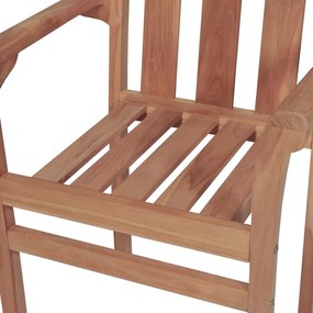 Καρέκλες Κήπου 2 τεμ. από Μασίφ Ξύλο Teak Λευκά Κρεμ Μαξιλάρια - Κρεμ