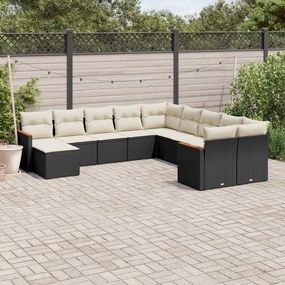 vidaXL Patio Sofa Set 11-θέσια Black and Cream