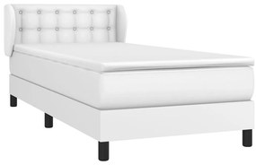 vidaXL Κρεβάτι Boxspring με Στρώμα Λευκό 90x190εκ. από Συνθετικό Δέρμα