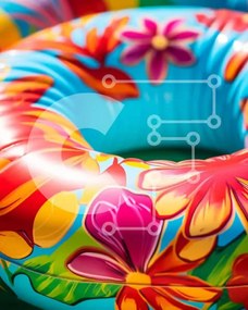 Intra Συλλεκτικό Ξύλινο Παζλ Plywood  4mm - Πολύχρωμες φουσκωτές σχεδίες σε πράσινη επιφάνεια Σε Ξύλινο Κουτί - Διαστάσεις Puzzle: 10x10 cm – 25 κομμάτια