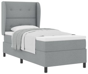 vidaXL Κρεβάτι Box Spring με Στρώμα  Ανοιχτό Γκρι 90x200 εκ Υφάσματος