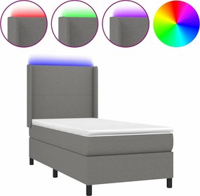 vidaXL LED Κρεβάτι με βάθρο με κεφαλάρι ύφασμα
