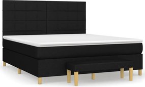 vidaXL Κρεβάτι Boxspring με Στρώμα Μαύρο 180x200 εκ. Υφασμάτινο
