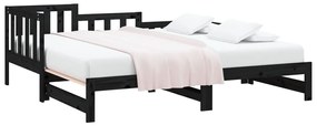 vidaXL Καναπές Κρεβάτι Συρόμενος Μαύρος 2x(90x190) εκ. από Μασίφ Πεύκο