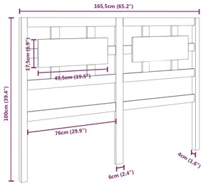 vidaXL Κεφαλάρι Κρεβατιού Γκρι 165,5 x 4 x 100 εκ. Μασίφ Ξύλο Πεύκου