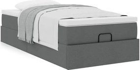 vidaXL Οθωμανικό κρεβάτι με στρώμα σκούρο γκρι 90x190cm ύφασμα