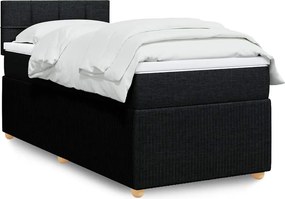 vidaXL Κρεβάτι Boxspring με Στρώμα Μαύρο 90x200 εκ. Υφασμάτινο