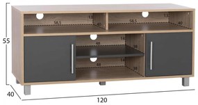 ΕΠΙΠΛΟ ΤΗΛΕΟΡΑΣΗΣ DANNA ΜΕΛΑΜΙΝΗΣ HM2202.04 SONAMA-ΓΚΡΙ 120x40x55 εκ.