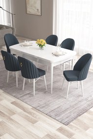 Extendable Dining Table &amp; Chairs Set (7 Pieces) Roz - White, Anthracite White
Anthracite