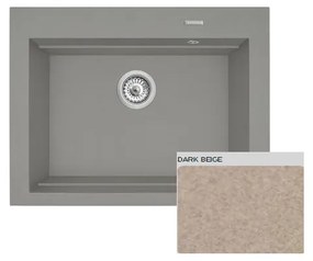 Pyramis Siros 1B Dark Beige Ένθετος Νεροχύτης από Συνθετικό Γρανίτη 67x51.5cm