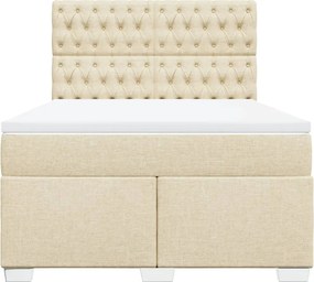 vidaXL Κρεβάτι Boxspring με Στρώμα Κρεμ 140x190 εκ. Υφασμάτινο