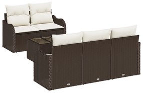 vidaXL Σετ 6 Τεμαχίων Καναπέ Κήπου με Μαξιλάρια Καφέ Ράτανα Πολυ
