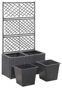 vidaXL Ζαρντινιέρα Υπερυψωμένη+Καφασωτό Μαύρη 58x30x107 εκ. Συνθ.Ρατάν