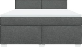 vidaXL Κρεβάτι Boxspring με Στρώμα Σκούρο Γκρι 180x200 εκ Υφασμάτιν