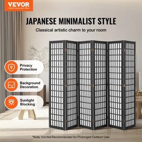 VEVOR Room Divider Japanese Wall Divider 4 Pane for Room Separation (Black)
