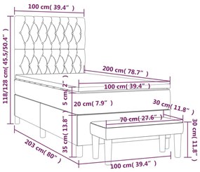 Κρεβάτι Boxspring με Στρώμα Μπλε 100 x 200 εκ. Υφασμάτινο - Μπλε