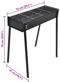 vidaXL Ψησταριά BBQ για κάρβουνα Βάση ορθογώνια 75 x 28 cm