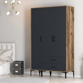 Τριφυλλη Ντουλαπα Καρυδια/Ανθρακι KUMSAL 47.5x120x201.4