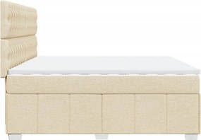 vidaXL Κρεβάτι Boxspring με Στρώμα Κρεμ 200x200 εκ. Υφασμάτινο