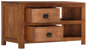 Τραπεζάκι σαλονιού με 2 συρτάρια 90x40x50 cm Μασίφ ξύλο μάνγκο - Καφέ