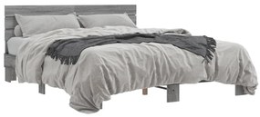 vidaXL Πλαίσιο Κρεβατιού Γκρι Sonoma 150x200 εκ. Επεξ. Ξύλο &amp; Μέταλλο