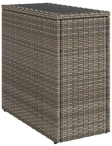 vidaXL Τραπέζι Κήπου με Γυάλινη Επιφ. Γκρι 58x27,5x55 εκ. Συνθ. Ρατάν