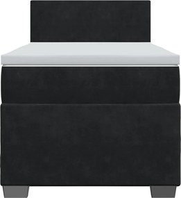 vidaXL Κρεβάτι Boxspring με Στρώμα Μαύρο 90x190 εκ. Βελούδινο