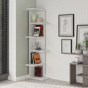 Βιβλιoθήκη γωνιακή Saso pakoworld μελαμίνης λευκό 37x37x141εκ