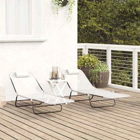 vidaXL Πτυσσόμενη ξαπλώστρα 2 pcs Κρεμ 182 x 55 x 85,5 εκ Textilene