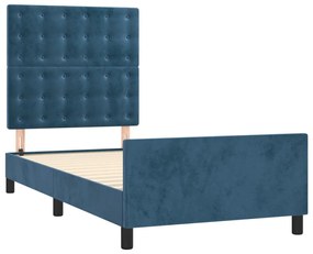 vidaXL Πλαίσιο Κρεβατιού με Κεφαλάρι Σκ. Μπλε 90x200 εκ. Βελούδινο