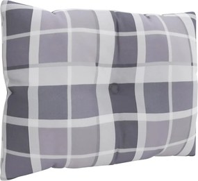 vidaXL Μαξιλάρια Παλέτας 3 τεμ. Γκρι Καρό Υφασμάτινα