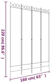 ΔΙΑΧΩΡΙΣΤΙΚΟ ΔΩΜΑΤΙΟΥ ΜΕ 4 ΠΑΝΕΛ ΛΕΥΚΟ 160X220 ΕΚ. ΥΦΑΣΜΑΤΙΝΟ 350166