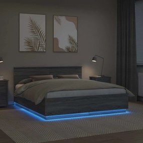 vidaXL Σκελετός Κρεβατιού με κεφαλάρι Γκρίζο Σονομα 200 x 200 cm