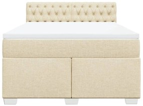 vidaXL Κρεβάτι Boxspring με Στρώμα Κρεμ 140x200 εκ. Υφασμάτινο